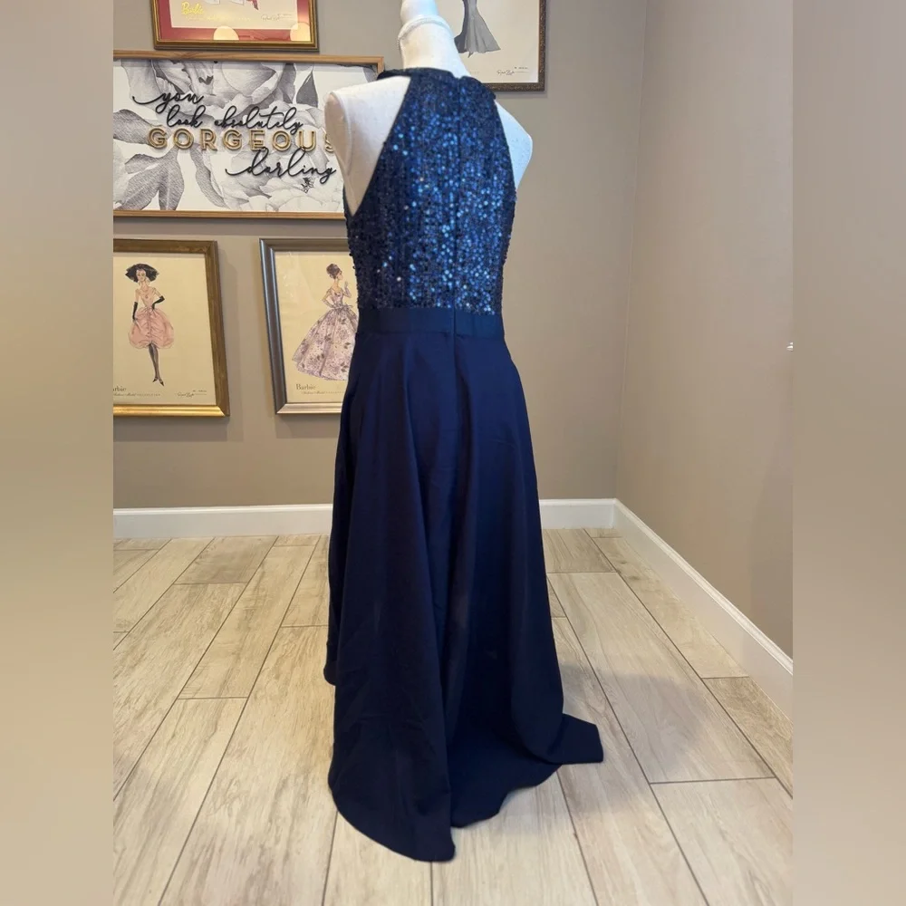 New! DRESSYSTAR Midnight Blue High-Low Sequin Dress